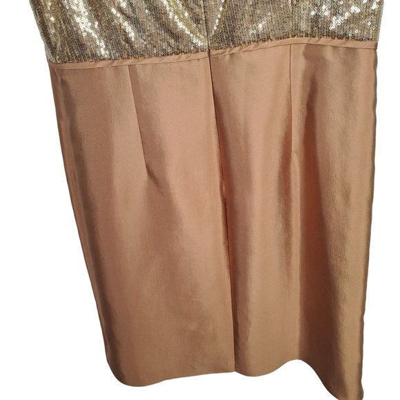 Talbots Size 16 Dress Bolero Jacket Set Gold Sequins Silk Cotton Formal Party - Picture 9 of 13